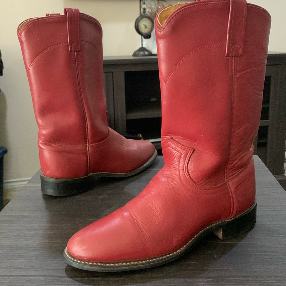 Justin Boots Red Kids Western Cowboy Boots